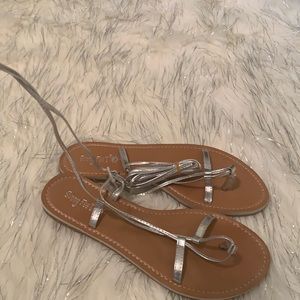 New silver gladiator sandals size 9